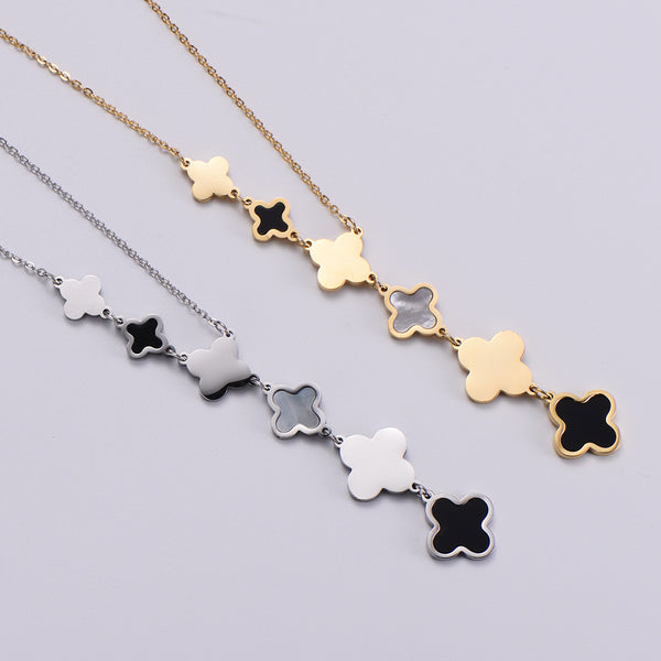 Expressive Four-leaf Clover Star Stainless Steel Electroplating Necklaces