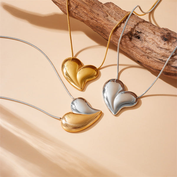 Fashion Heart Heart Stainless Steel Electroplating Necklaces