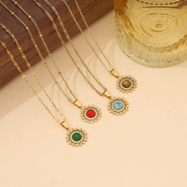 Retro Vintage Geometric Stainless Steel Electroplating Necklaces