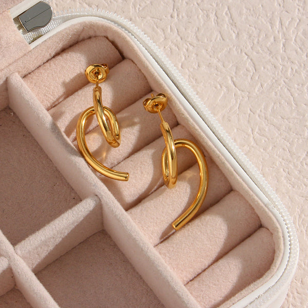 Fashion Stripe Geometric Stainless Steel 18K Gold Plated Earrings