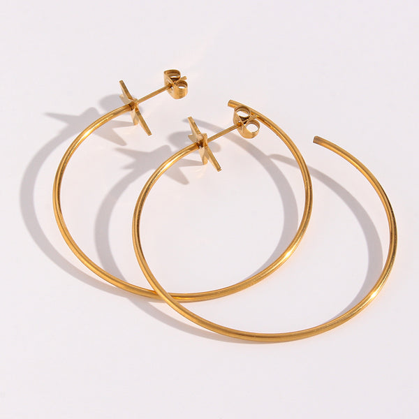 Minimalist Star Geometric Stainless Steel 18K Gold Plated Earrings