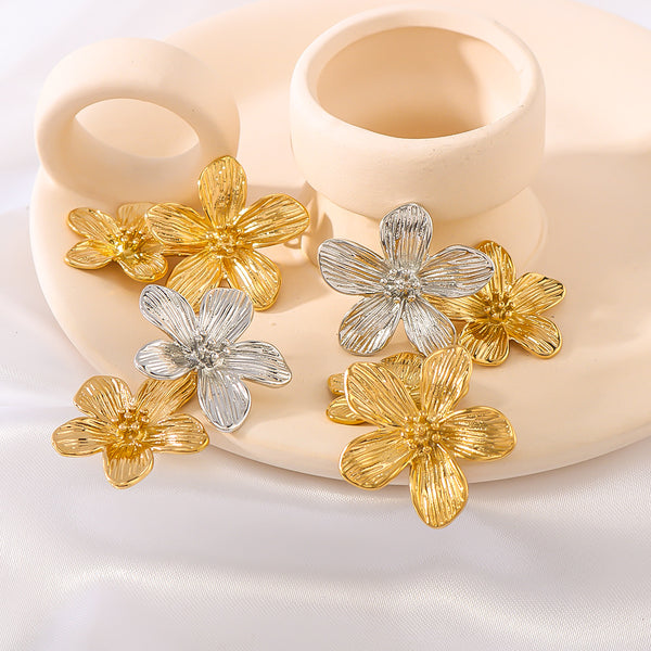 IG Style Flower Geometric Stainless Steel Electroplating Earrings