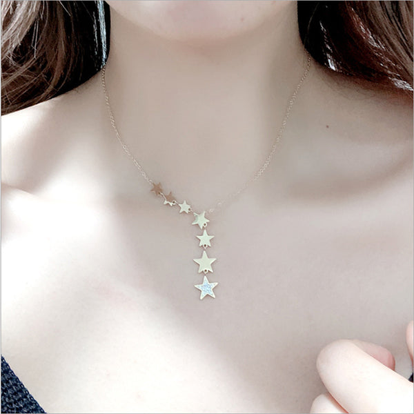 Korean Pentagram Star Titanium Steel Electroplating Necklaces