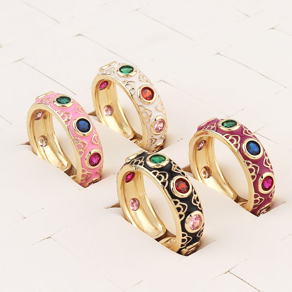 Women Metal Bohemian Copper Oil Dripping Rings