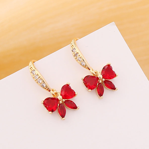 Women Butterfly Bowknot Metal Electroplating Earrings