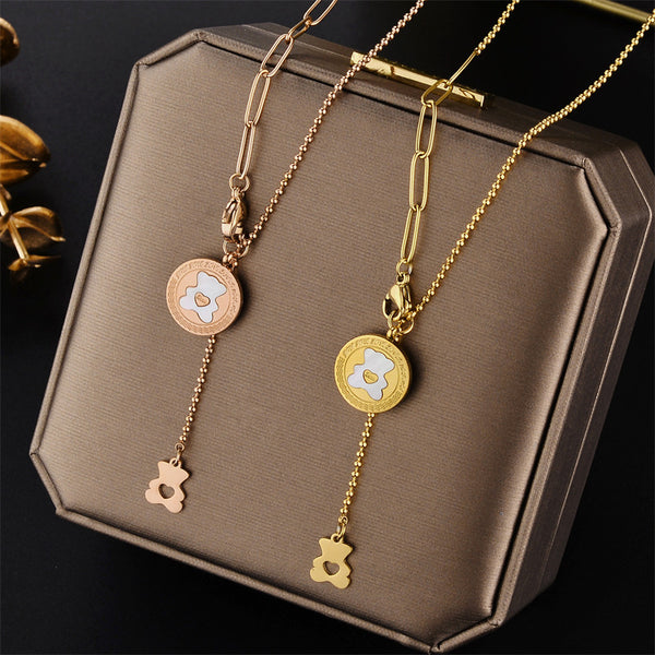 Cartoon Animal Chinese Zodiac Titanium Steel 18K Gold Plated Necklaces