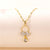 Korean Women Geometric Metal Bowknot Titanium Steel Diamond Inlay Necklaces