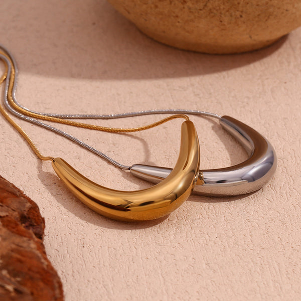 Minimalist Circle Geometric Stainless Steel 18K Gold Plated Necklaces