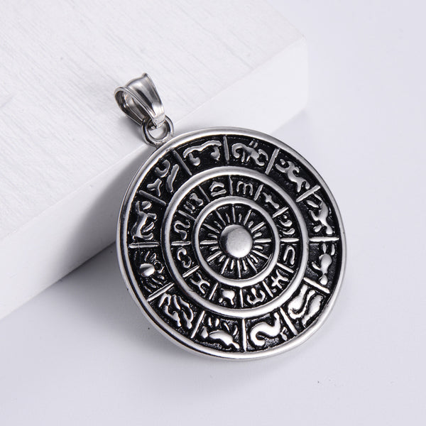 Men Metal Retro Vintage Geometric Stainless Steel Polishing Pendants