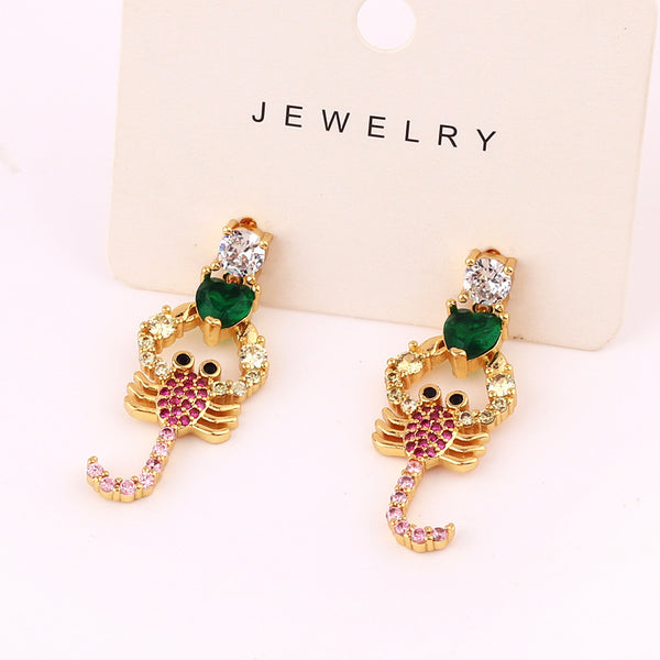 Cute & Edgy Women Gypsophila Droplet Insect Copper Diamond Inlay Earrings