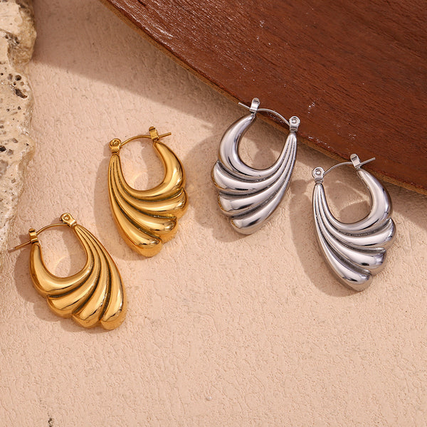 Fashion Wave Geometric Stainless Steel 18K Gold Plated Earrings