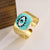 Women Eye Geometric Copper Inlay Rings