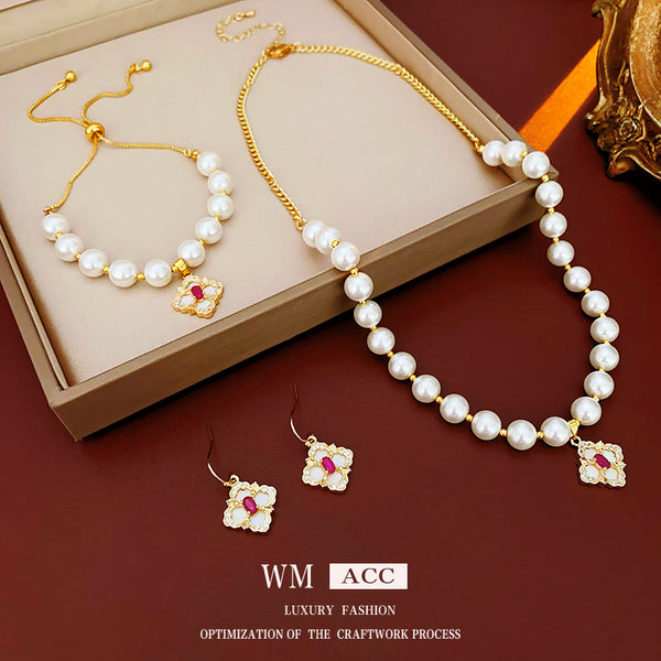 Moderate Luxury Women Flower Plant Alloy Electroplating Jewelry Sets