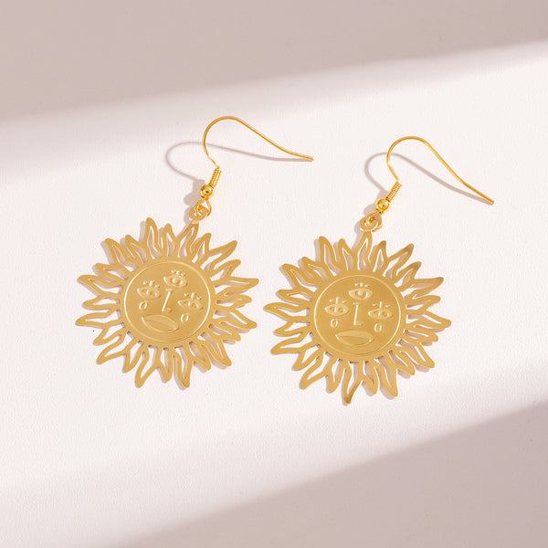 Minimalist Sun Stainless Steel Polishing Earrings