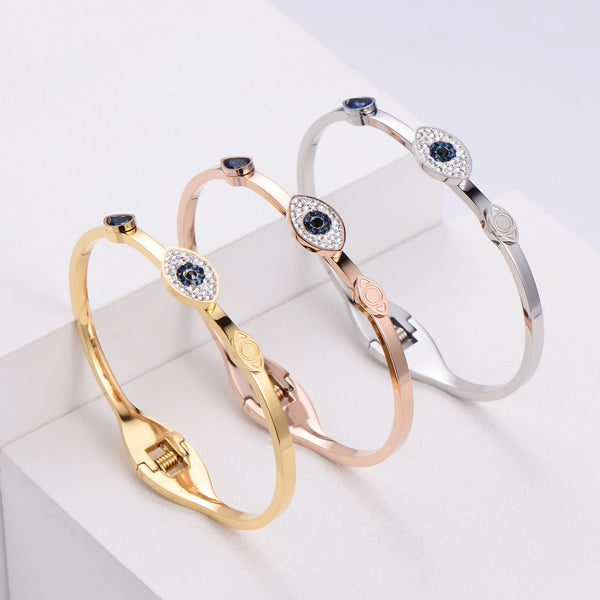 Women Korean Metal Star Country Style U-Shape Titanium Steel Electroplating Bangles