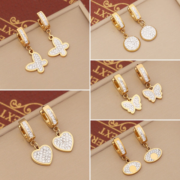 Fashion Heart Insect Stainless Steel Electroplating Earrings