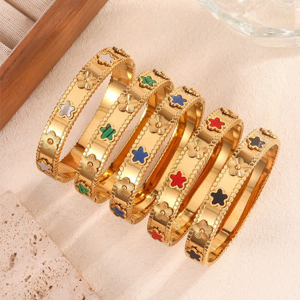 Moderate Luxury Circle Stainless Steel Electroplating Bangles