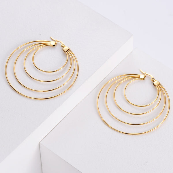 Women Geometric Metal Droplet Stainless Steel Electroplating Earrings