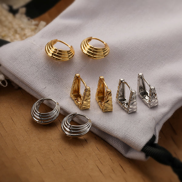 Irregular Geometric Copper Electroplating Stud Earrings