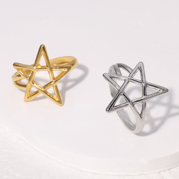 IG Style Open Ring Pentagram Stainless Steel Electroplating Rings