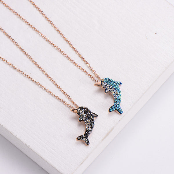 Women Diamond Metal Shell Geometric Seahorse Doll Titanium Steel Electroplating Pendants