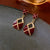 Luxurious Stripe Quadrilateral Round Leaf Bowknot Geometric Heart Droplet Copper Oil Dripping Earrings