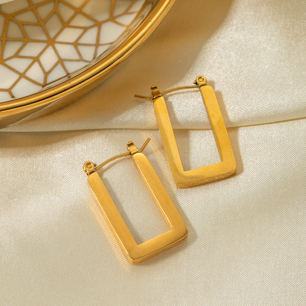 IG Style Geometric Stainless Steel 18K Gold Plated Earrings