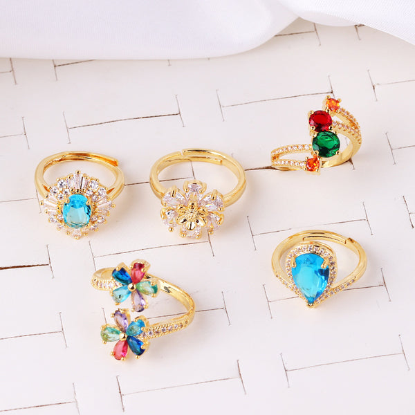 Women Flower Flower Copper Electroplating Rings