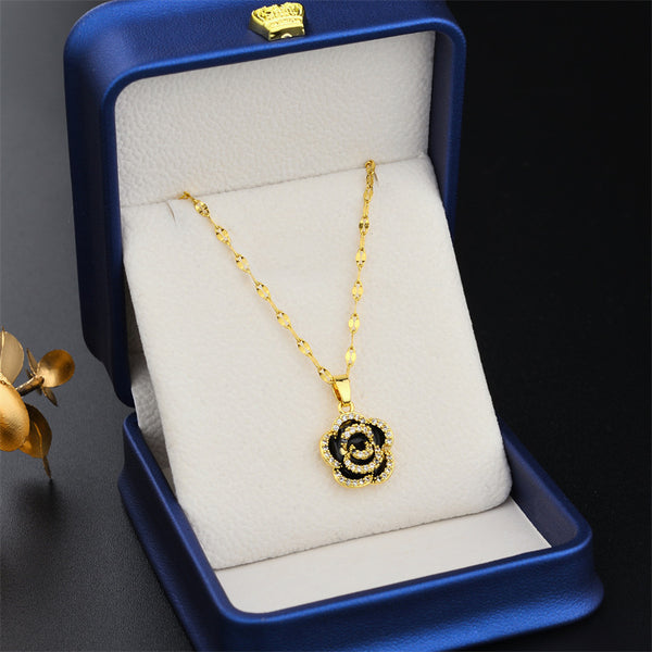 Korean Geometric Titanium Steel 18K Gold Plated Necklaces