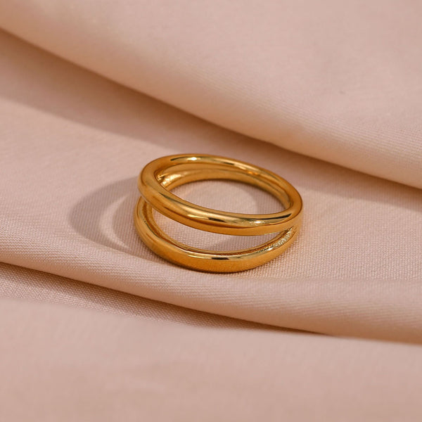 Minimalist Fashion Round Geometric Stainless Steel 18K Gold Plated Rings