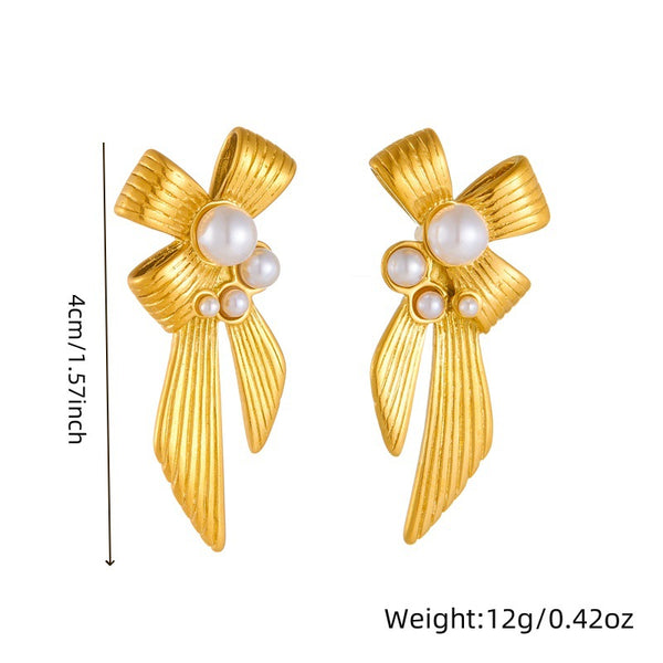 Women Fashion Bowknot Stainless Steel Electroplating Jewelry Sets