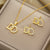 Moderate Luxury Quadrilateral Geometric Heart Titanium Steel 18K Gold Plated Necklaces