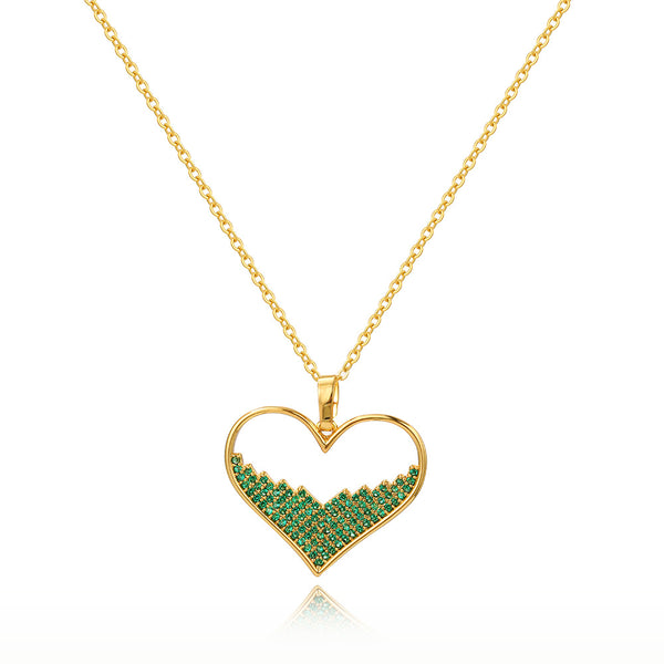 Heart Heart 18K Gold Plating Diamond Inlay Necklaces