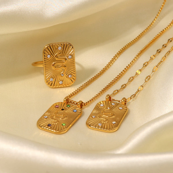 IG Style Snake Geometric Stainless Steel 18K Gold Plated Necklaces