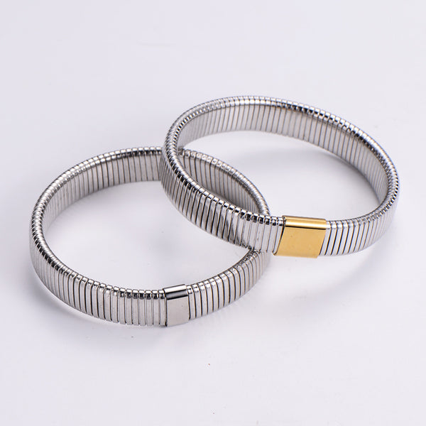 Men Ethnic Metal Doll Titanium Steel Polishing Bangles