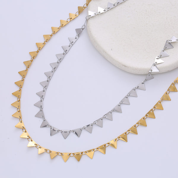 IG Style Triangle Geometric Stainless Steel Electroplating Necklaces