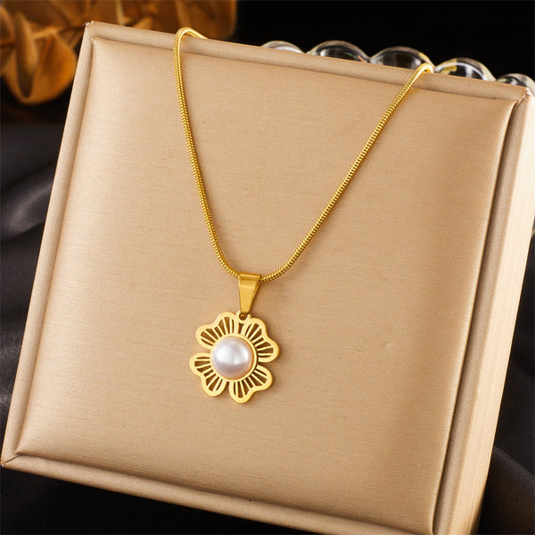 Women Fashion Flower Plant Stainless Steel Electroplating Jewelry Sets