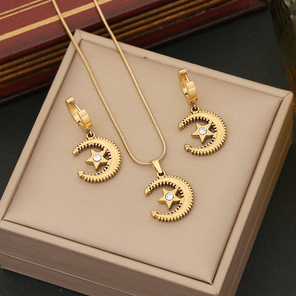 Expressive Moon Star Stainless Steel Electroplating Necklaces