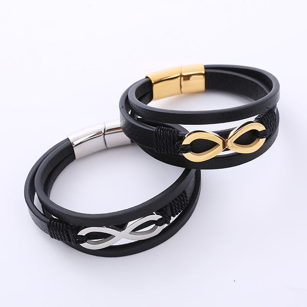 Retro Men Vintage Letter Leather Electroplating String Bracelets