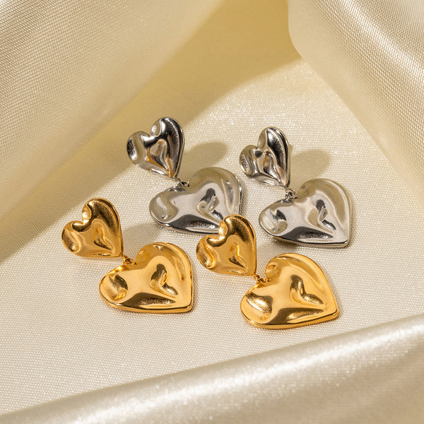 IG Style Heart Geometric Stainless Steel 18K Gold Plated Earrings