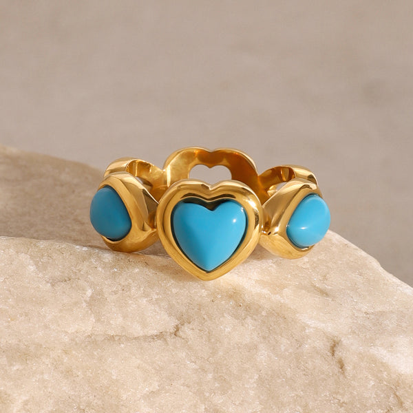 IG Style Round Heart Stainless Steel Electroplating Rings