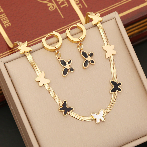 Fashion Butterfly Chinese Zodiac Animal Stainless Steel Electroplating Necklaces