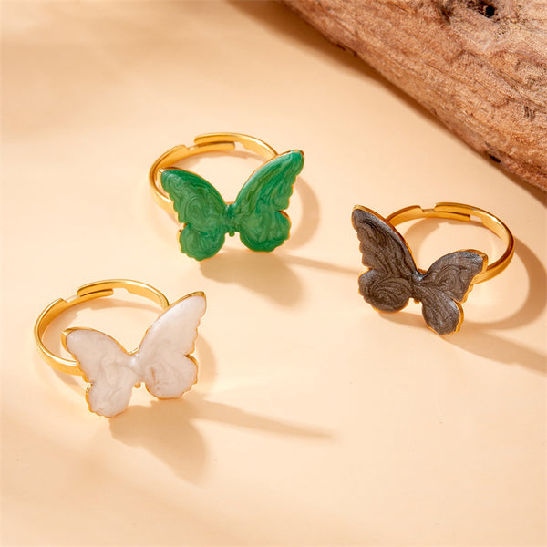 Fashion Butterfly Insect Stainless Steel Electroplating Rings