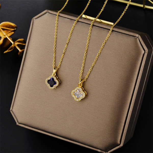 Flower Titanium Steel 18K Gold Plated Necklaces