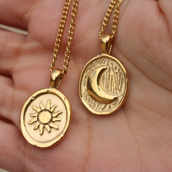 Moon Sun Star Geometric Titanium Steel Electroplating Necklaces