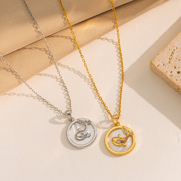 Minimalist Round Geometric Titanium Steel Electroplating Necklaces