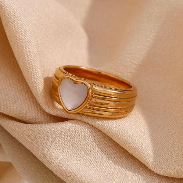 Minimalist Fashion Circle Heart Stainless Steel 18K Gold Plated Rings