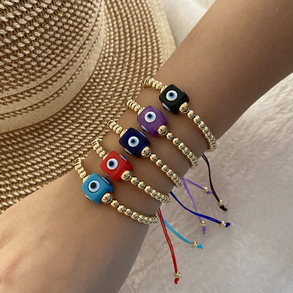 Women Expressive Eye Geometric Acrylic Knitting Bracelets