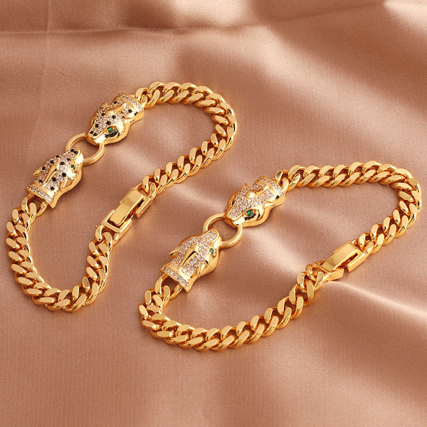 Hip Hop Leopard Copper Electroplating Bangles