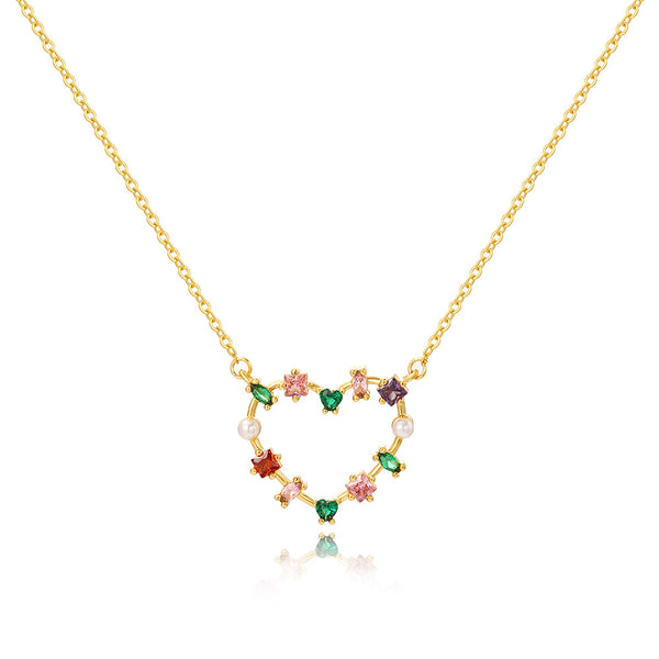 Heart Heart 18K Gold Plating Diamond Inlay Necklaces